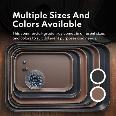Premium Non-Slip Restaurant Tray - 10"x14" Rectangular Plastic with Rubber Lining - Durable Black Design