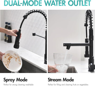 Sleek Matte Black Pull Down Kitchen Faucet with Single Handle Sprayer - Commercial Style Elegance for Your Home