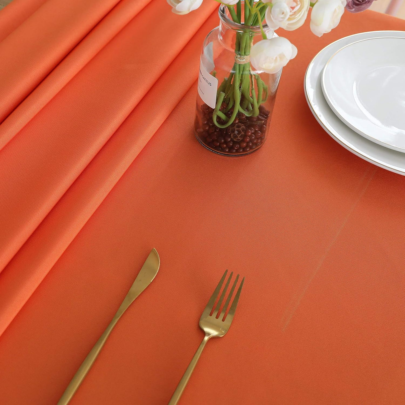 Heavy Duty Water-Resistant Orange Square Tablecloth - 60" x 60" Washable & Wrinkle-Free for Indoor/Outdoor Use