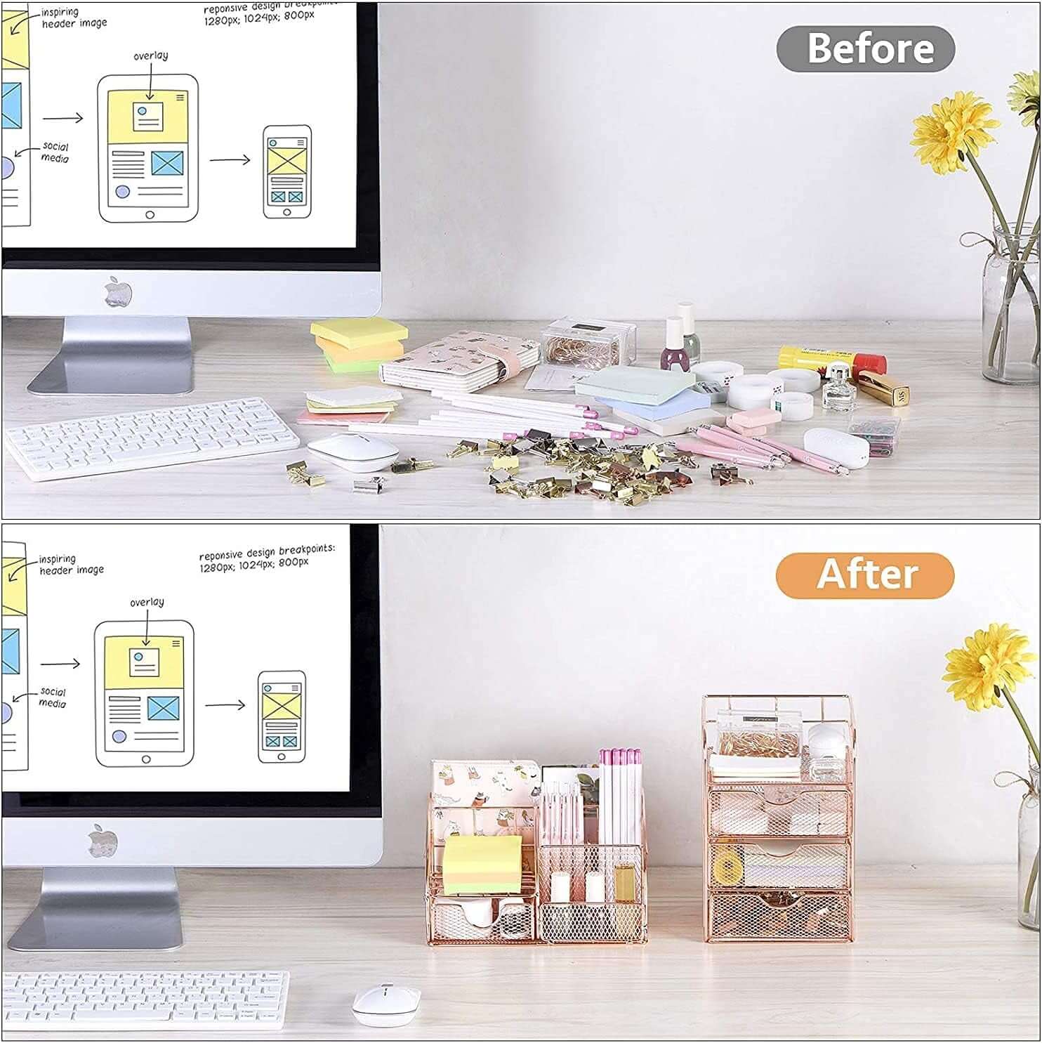 Minimal Desk Organizer Set – Office Storage Accessories & Workspace Organizer