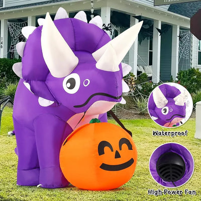 5FT Inflatable Halloween Dinosaur with LED Lights - Perfect Halloween Decoration for Your Home!