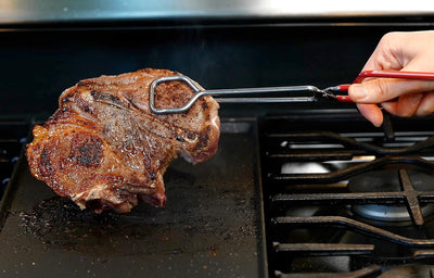 10-Inch Heavy Duty Stainless Steel Kitchen Tongs with Non-Slip Red Grip - Perfect for BBQ and Cooking!