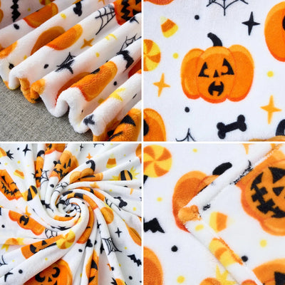 Halloween  - Soft Plush Pumpkin Blanket Warm Fall Throw for Sofa Bed Couch, 2Pcs