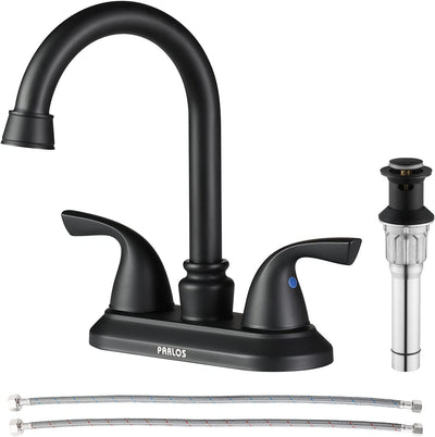 2-Handle Bathroom Faucet with Metal Drain Assembly & Supply Lines NSF Cupc Certified, Matte Black, 1359104 - GG store
