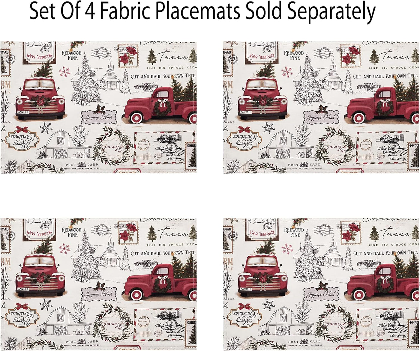 Nostalgic Christmas Pine Hill Tree Farm Tablecloth - 52"x70" No Iron, Stain Resistant Fabric Cover for Holiday Parties and Buffets