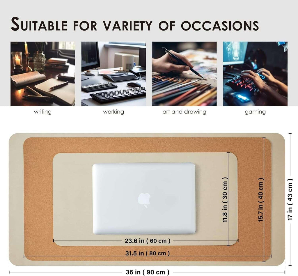 Dual Sided Cork Desk Mat – Large Office Desk Protector & Work From Home Pad