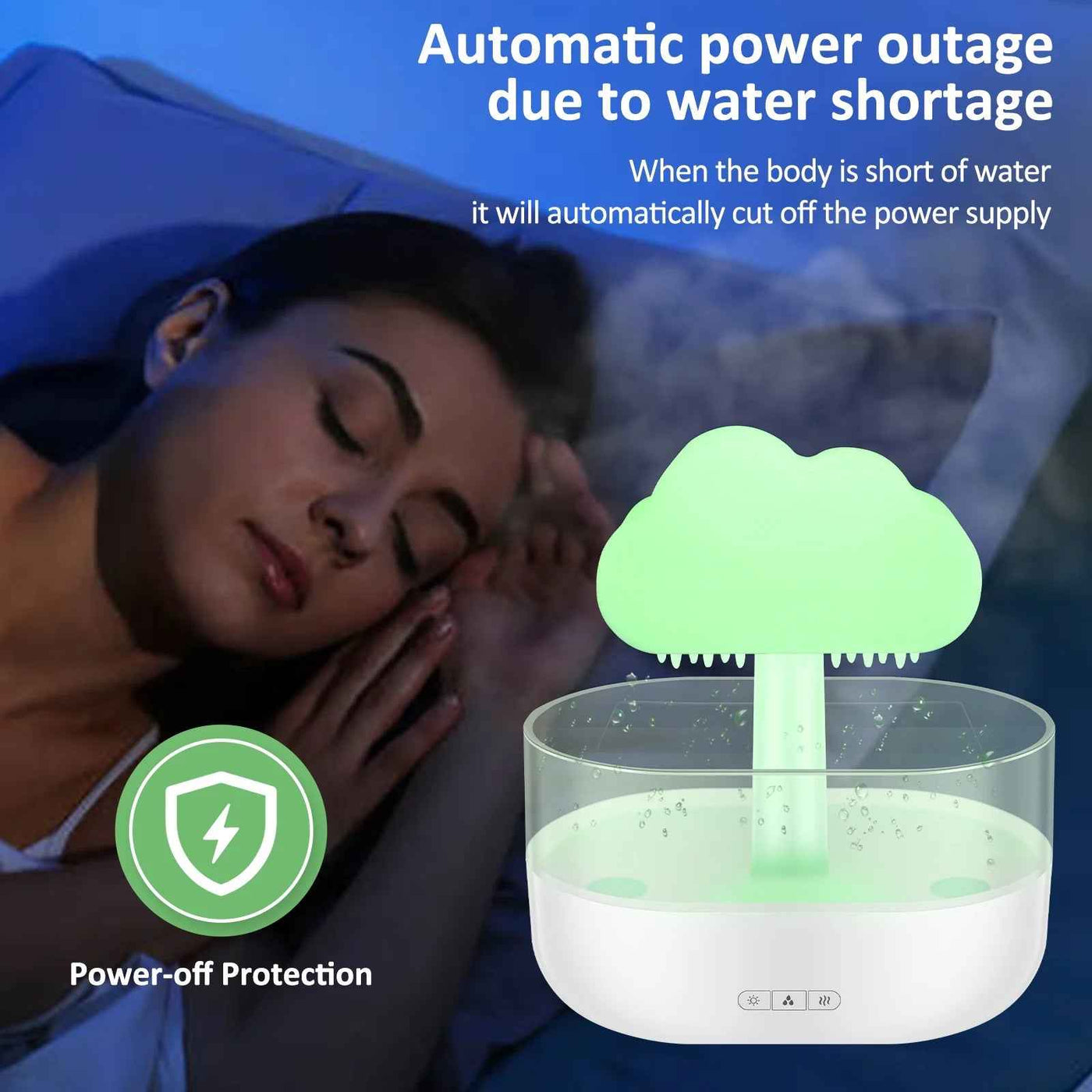 Rain Cloud Humidifier with Water Drip and Mushroom Diffuser, 200ml – 7 Color LED Cloud Humidifier with Rain Sounds for Relaxation and Sleep - GG store