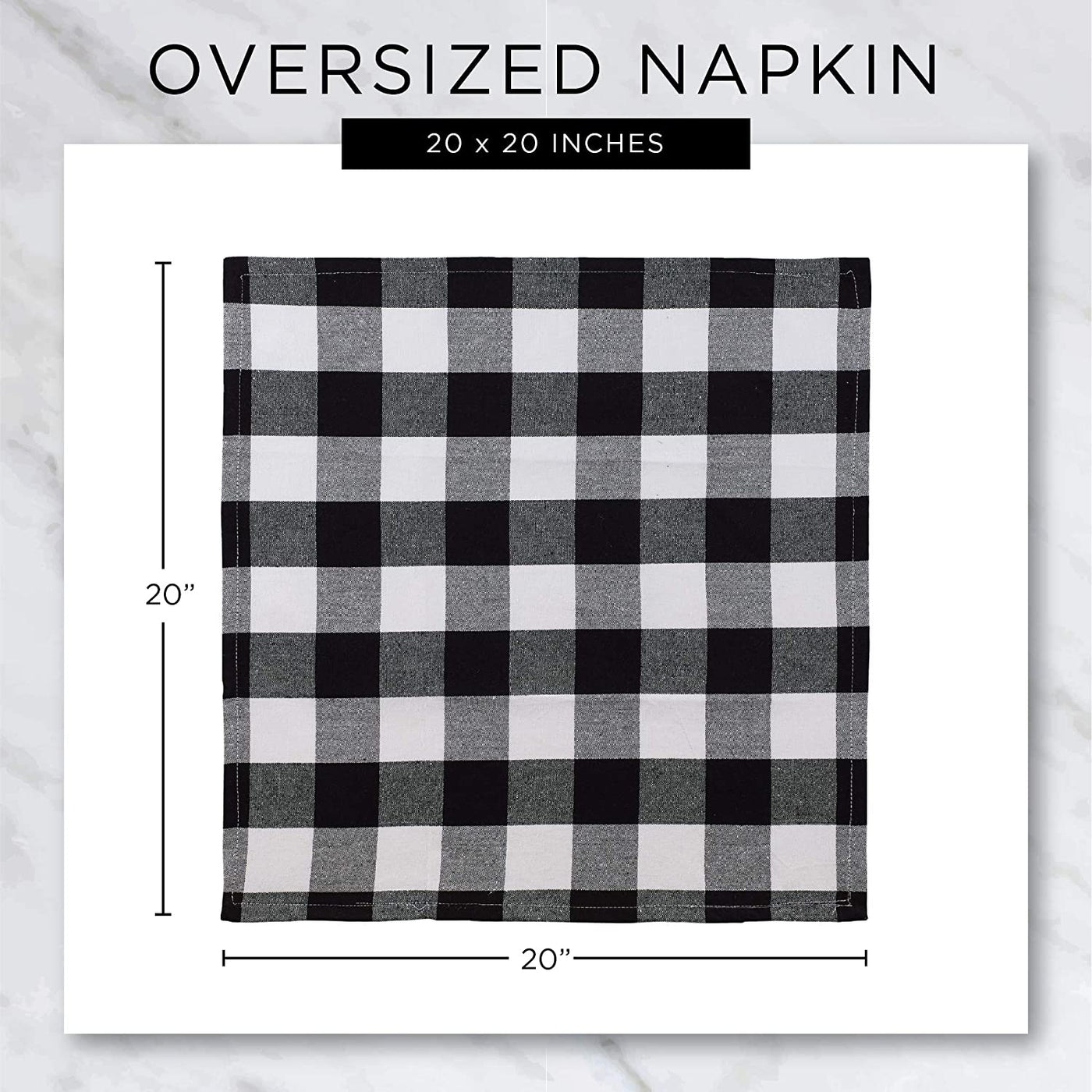Buffalo Check Farmhouse Cloth Napkin Set - Red & Black, 20x20, 6 Pieces for Stylish Dining
