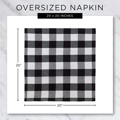 Buffalo Check Farmhouse Cloth Napkin Set - Red & Black, 20x20, 6 Pieces for Stylish Dining