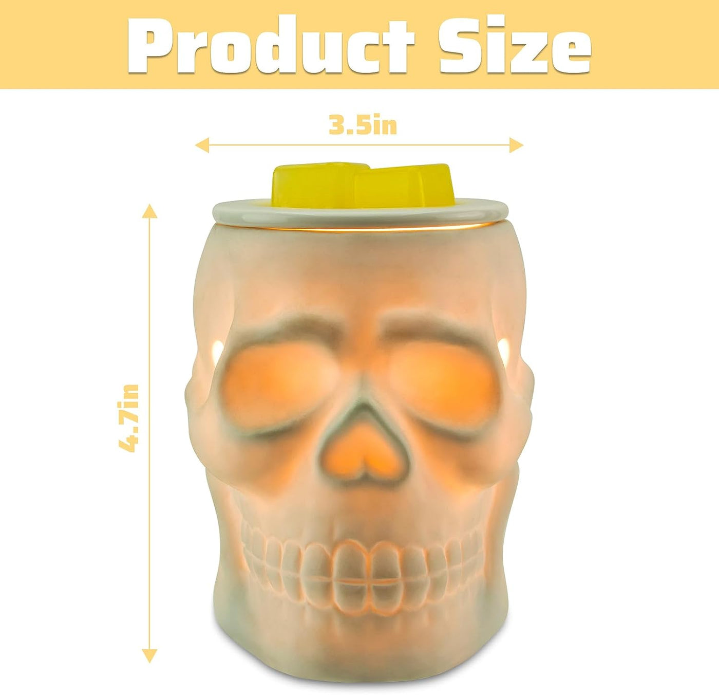 Spooky Ceramic Skull Wax Melt Warmer - Electric Scentsy Melter for Fragrant Wax Cubes
