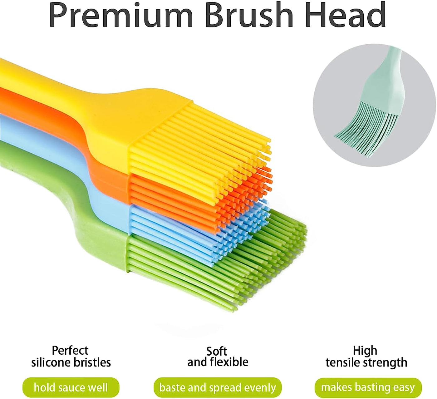 Premium Silicone Basting Brush - Perfect for Oils, Sauces & Marinades - Ideal for Grilling, Baking & Basting Pastries, Cakes, and Meats - Food Grade & Dishwasher Safe