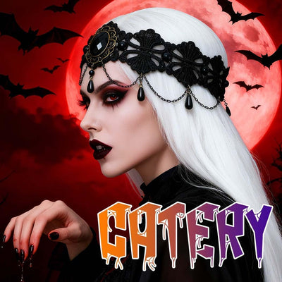 Enchanting Gothic Vampire Crowns - Elegant Black Lace Headbands for Women & Girls - Perfect Halloween Accessory
