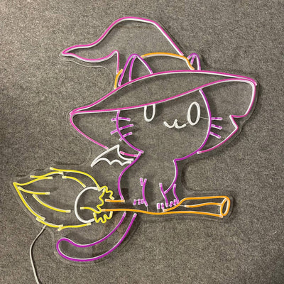 Spooktacular Halloween Cat Neon Sign - Glow Up Your Haunted Decor!