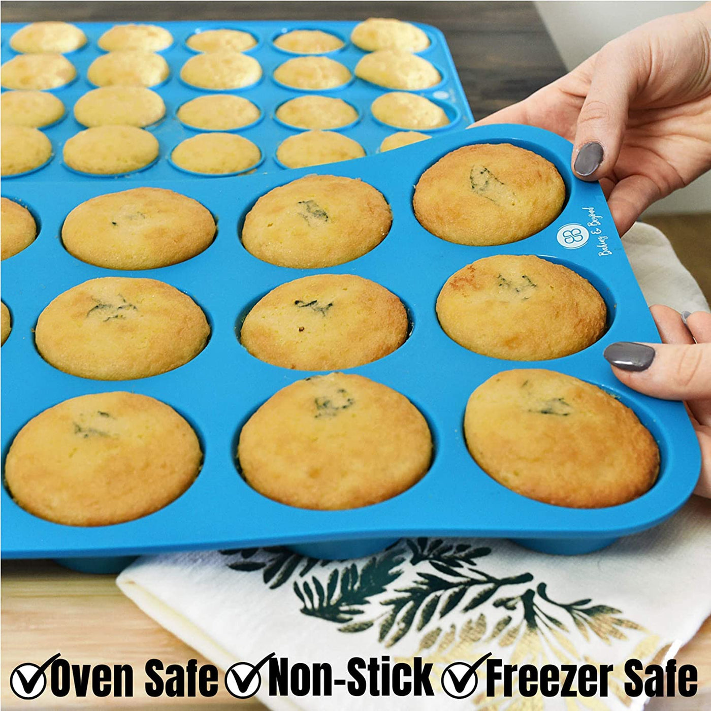 Ultimate Silicone Muffin Pan Set - Non-Stick 12 Cup and 24 Mini Cupcake Molds with 2 Spatulas and Recipe E-Book Included!