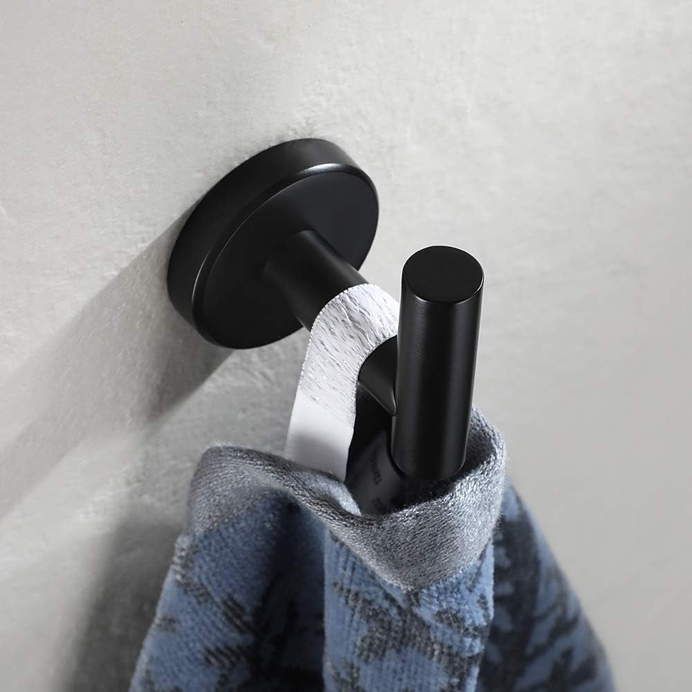 Black Bathroom Towel Hook, Coat Robe Clothes Hook for Bathroom Kitchen Garage Wall Mounted (3 Pack), 304 Stainless Steel Matte Black, TH100-PB-P3 - GG store