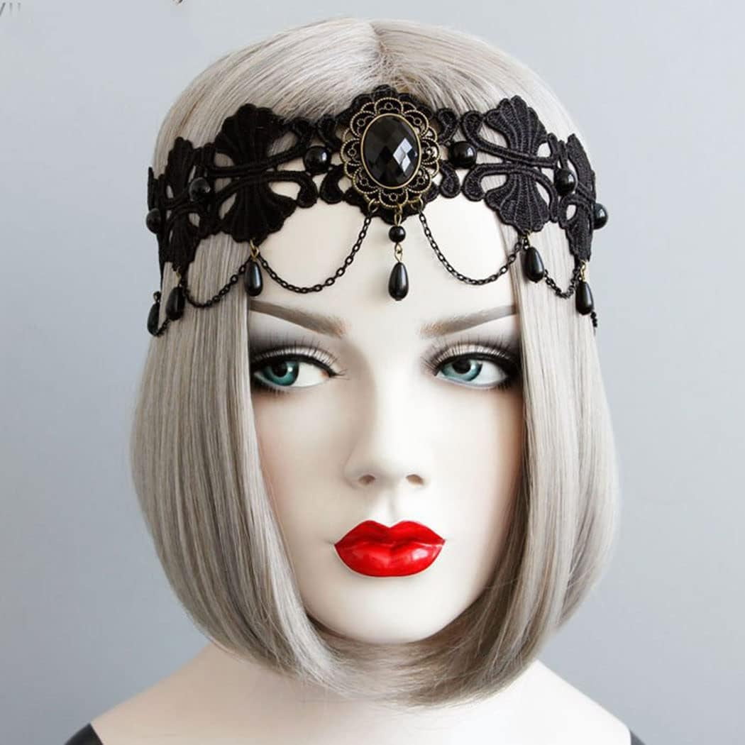 Enchanting Gothic Vampire Crowns - Elegant Black Lace Headbands for Women & Girls - Perfect Halloween Accessory