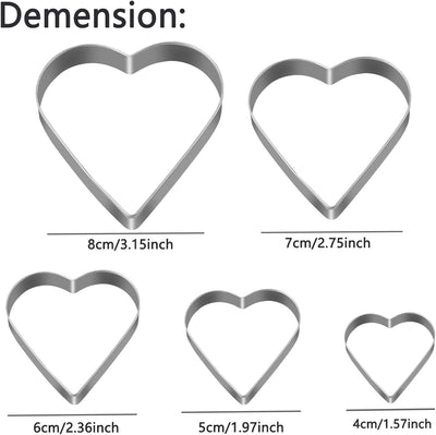 Set of 5 Love Heart Cookie Cutters – Perfect for Baking with Love!