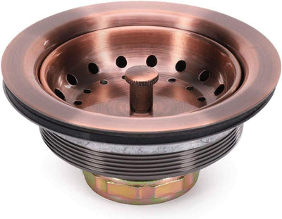 Upgrade Your Kitchen with Our Durable 3.5-Inch Stainless Steel Antique Copper Sink Drain AC Assembly with Strainer Basket & Stopper