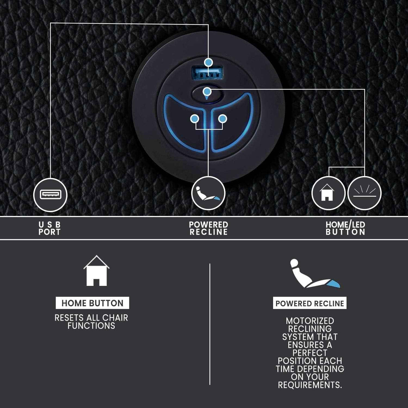 Valencia Verona Home Theater Seating | Premium Top Grain Italian 9000 Leather, Power Recliner, LED Lighting (Row of 2, Black) - GG store