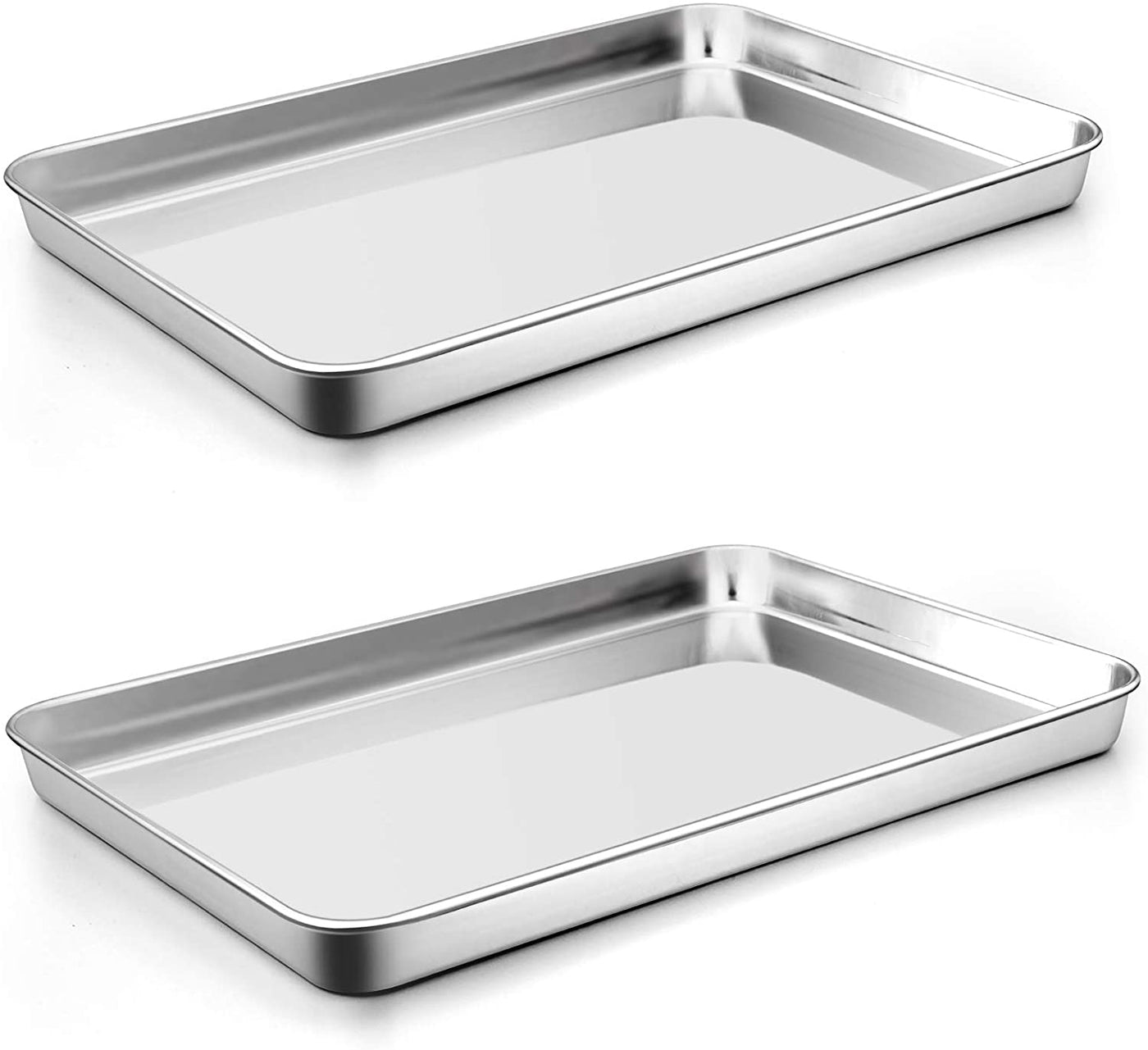 Premium 16 Inch Stainless Steel Baking Cookie Sheet Set - Heavy Duty Oven Pan Tray for Multi-Use, Dishwasher Safe, Shiny Finish - 2 Pieces