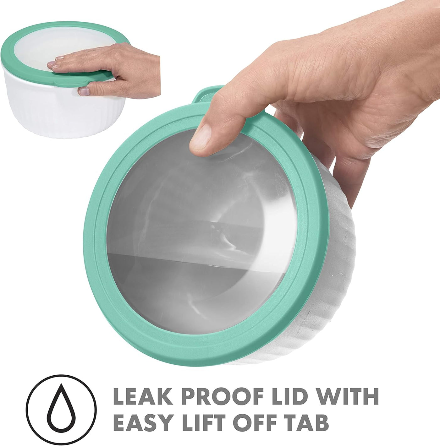 Versatile 4 Qt Plastic Bowl with See-Thru Lid - Dishwasher, Microwave & Freezer Safe - Light Gray with Dark Gray Lid