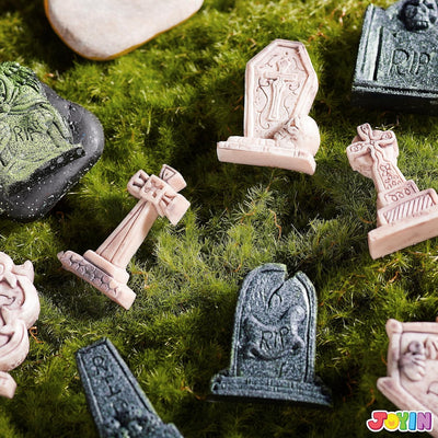 12 Pack Mini Halloween Tombstones - Perfect Foam Decorations for Spooky Outdoor & Indoor Yard Displays