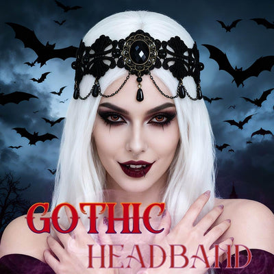 Enchanting Gothic Vampire Crowns - Elegant Black Lace Headbands for Women & Girls - Perfect Halloween Accessory