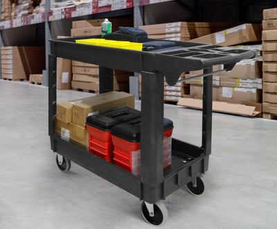 80855 500-Lb Utility Service PP Cart with Two Trays and Wheels 30 Inch X 16 Inch Overall Dimensions - GG store