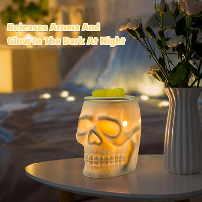 Spooky Ceramic Skull Wax Melt Warmer - Electric Scentsy Melter for Fragrant Wax Cubes