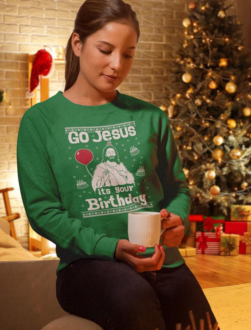 Funny "Go Jesus" Ugly Christmas Sweatshirt for Women and Teen Girls - Holiday Cheer and Comfort!