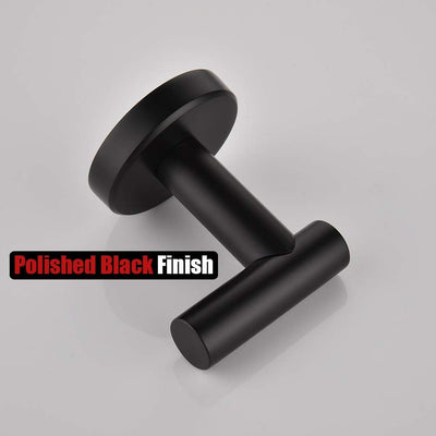 Black Bathroom Towel Hook, Coat Robe Clothes Hook for Bathroom Kitchen Garage Wall Mounted (3 Pack), 304 Stainless Steel Matte Black, TH100-PB-P3 - GG store
