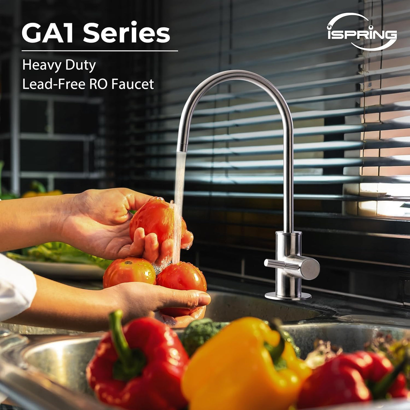 GA1-BN Drinking Water RO Faucet for Kitchen Sink, Heavy-Duty Lead-Free Reverse Osmosis Faucet for RO Water Filtration System, Non-Air Gap 100% Stainless Steel RO Faucet, Brushed Nickel Finish - GG store