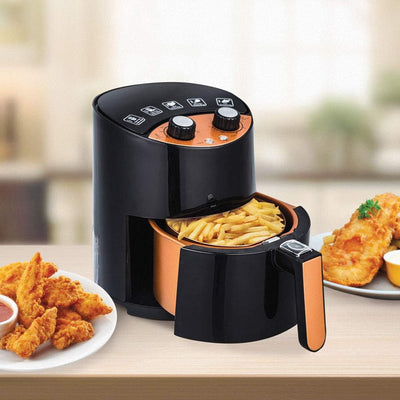 2 QT Turbo Cyclonic Air Fryer - Healthy Low-Oil Cooking with Rapid Air Technology & Recipe Book (Black)