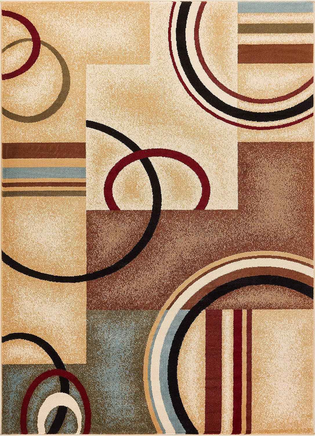 Barclay Arcs & Shapes Ivory Geometric Area Rug 5'3" x 7'3" for Modern Living Room Design - GG store
