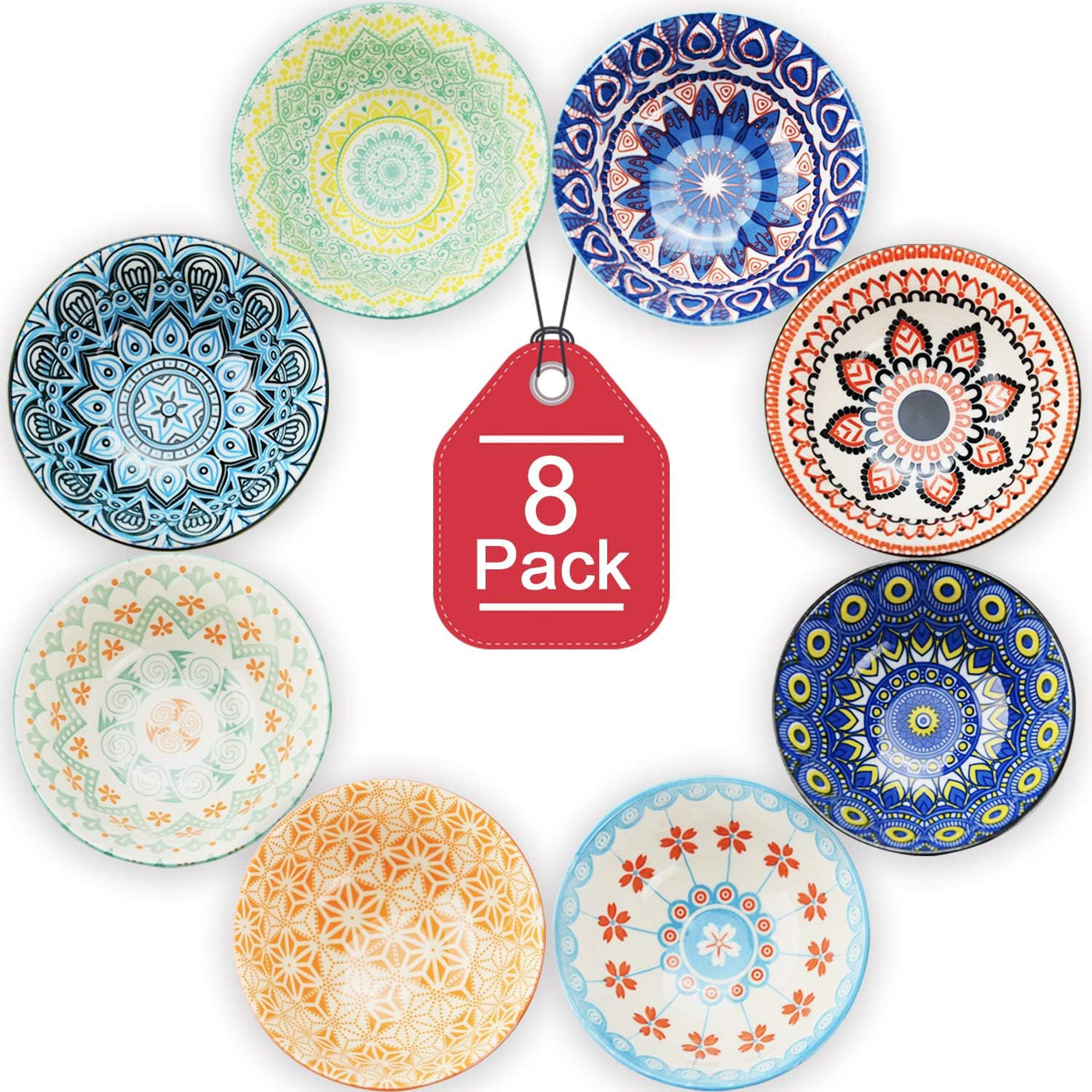 Versatile 8 Pack Small Ceramic Bowls - Perfect for Soup, Salad, Pasta, Desserts & More! 4.75 Inch Diameter, 10 oz Capacity