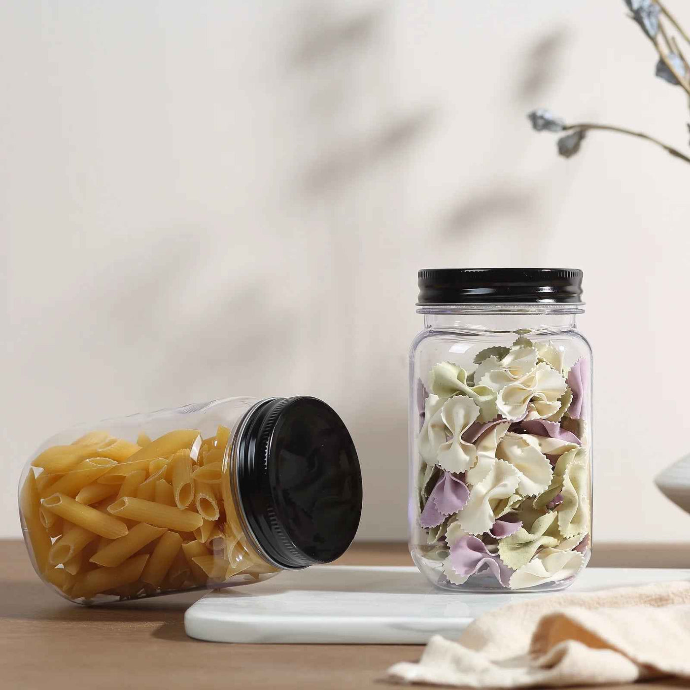 16 Ounce Plastic Food Storage Containers - BPA Free Jars with Lids - 20 Pack Airtight Clear Food Storage Jars - GG store