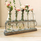 Rustic Glass Bud Vase Set – Farmhouse Wedding & Hydroponic Plant Display Vases (Set of 5)