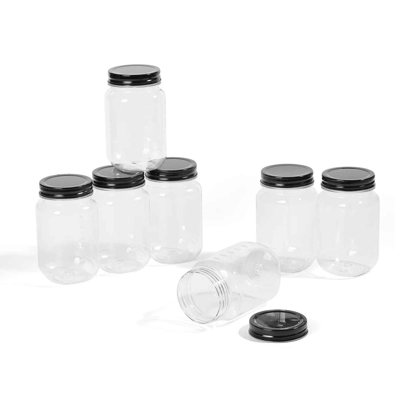 16 Ounce Plastic Food Storage Containers - BPA Free Jars with Lids - 20 Pack Airtight Clear Food Storage Jars - GG store