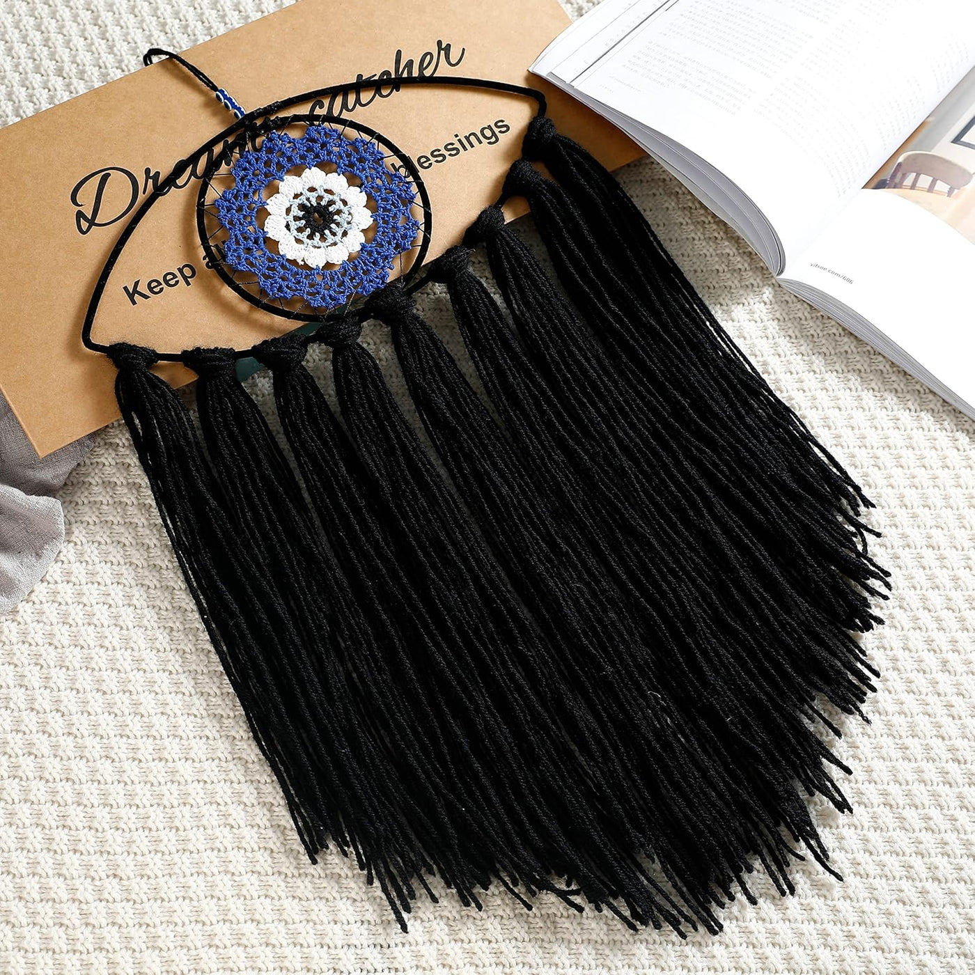 Mystical Black Evil Eye Dream Catcher - Enchanting Wall Hanging for Witchy Decor, Gothic Charm for Bedroom & Unique Gift