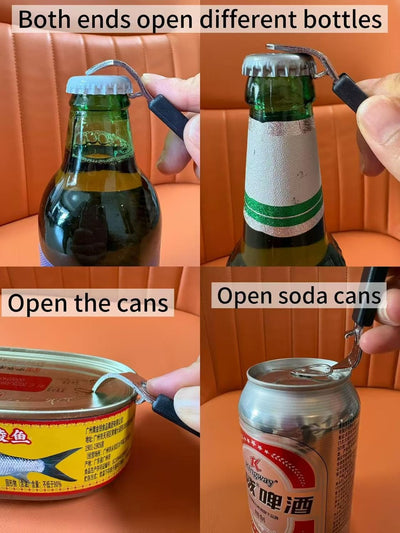 Set of 3 Magnetic Stainless Steel Bottle Openers - Compact Can Tappers for Camping and Travel