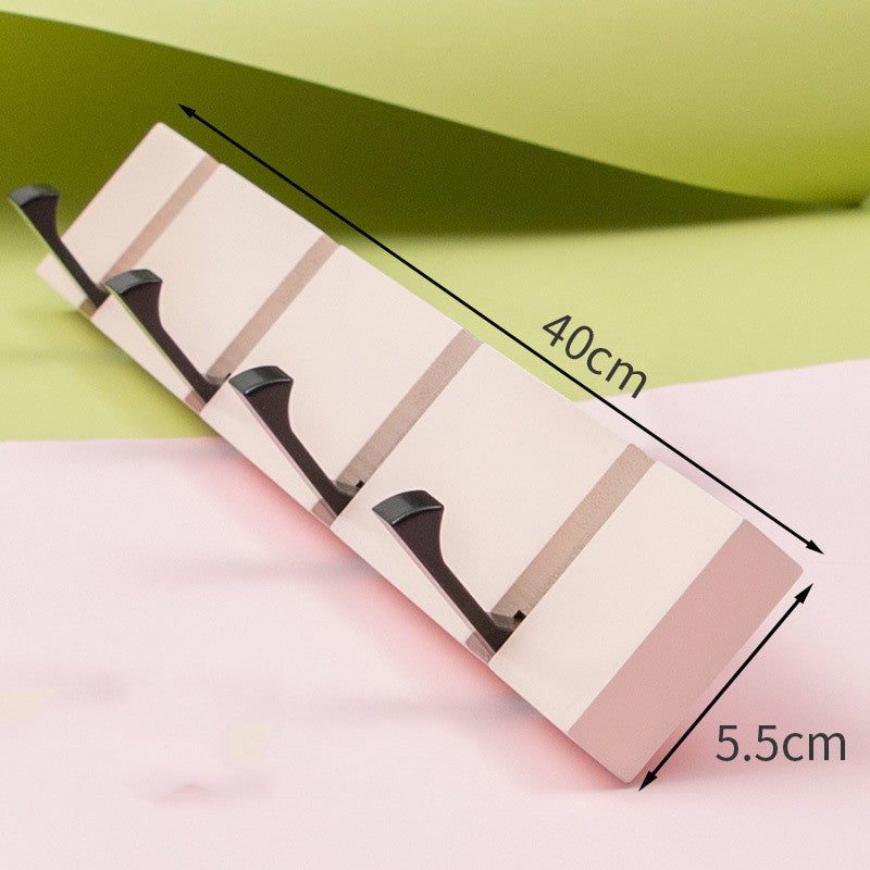 No Drill Bamboo Wall Hook Rail by Cavira with 4 and 5 hooks in grey and pink, waterproof, ideal for kitchen, bathroom, or entryway.