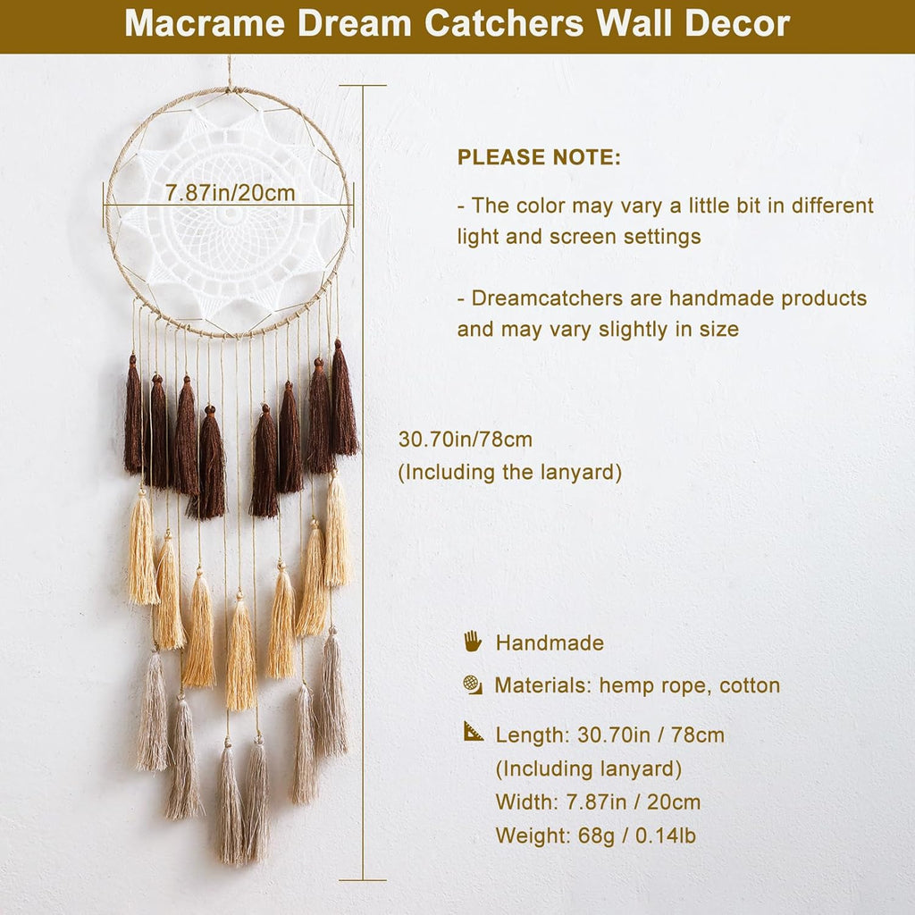 Handmade Macrame Dream Catcher Wall Hanging – Boho Tassel Bedroom Home Décor