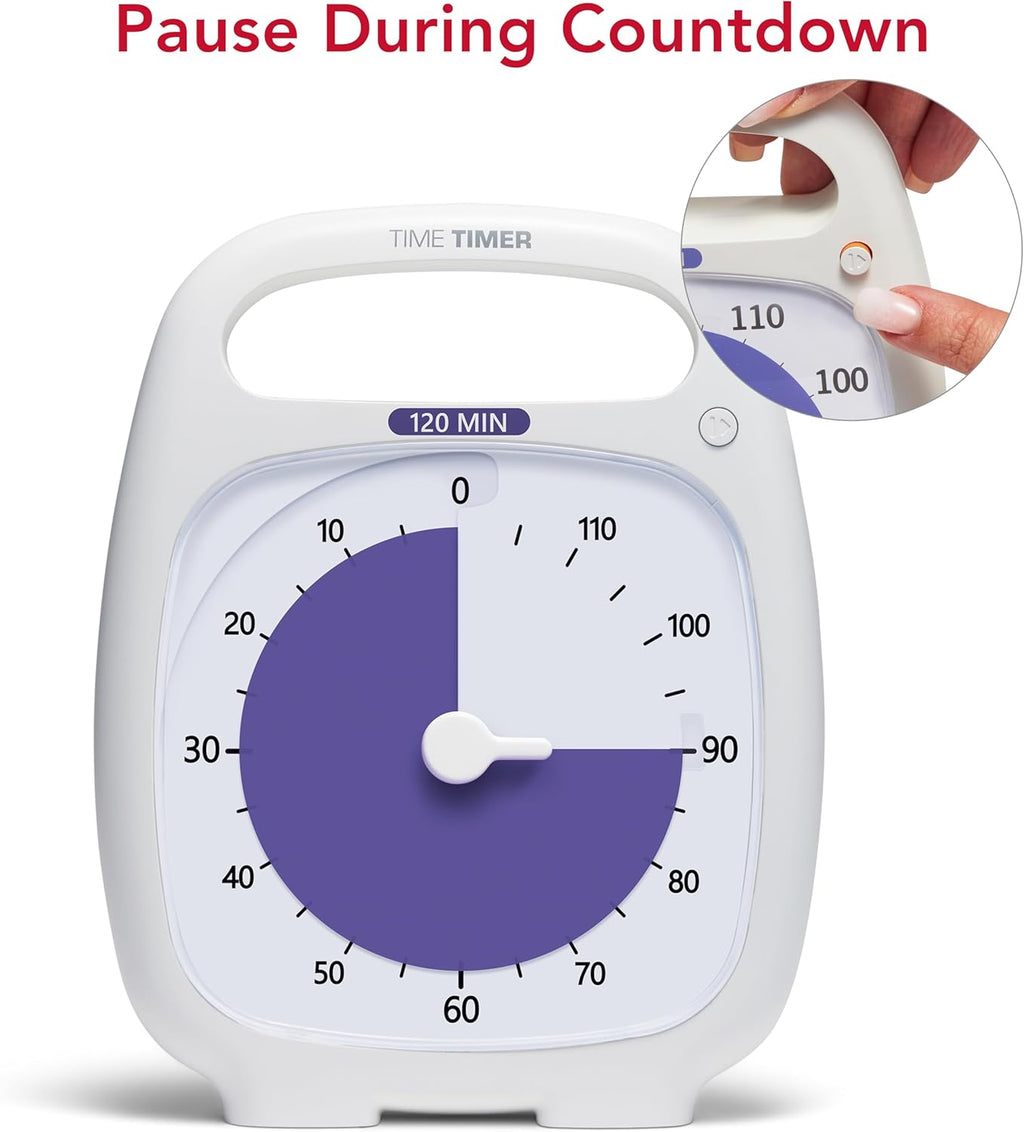 Visual Desk Timer – 120 Minute Productivity Focus Countdown Clock for Study & Work