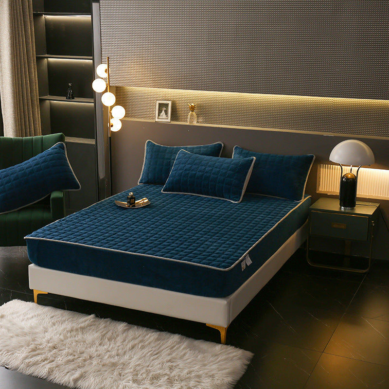 Fleece-lined Milk Fiber Quilted Fitted Sheet Single Winter Thickened