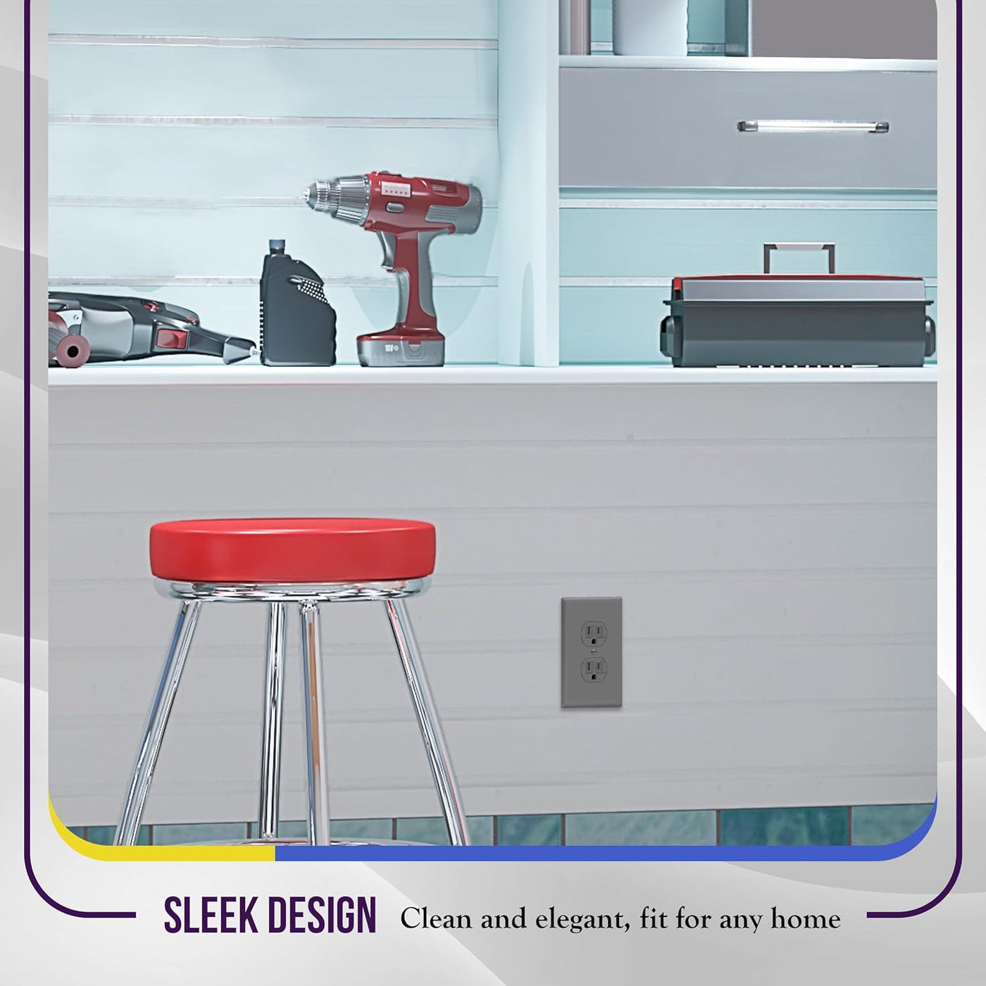 Duplex Receptacle Outlet Wall Plate, Electrical Outlet Cover, Gloss Finish, Mid-Size 1-Gang 4.88" X 3.11", Unbreakable Polycarbonate Thermoplastic, UL Listed, 8821M-GY, Gray - GG store