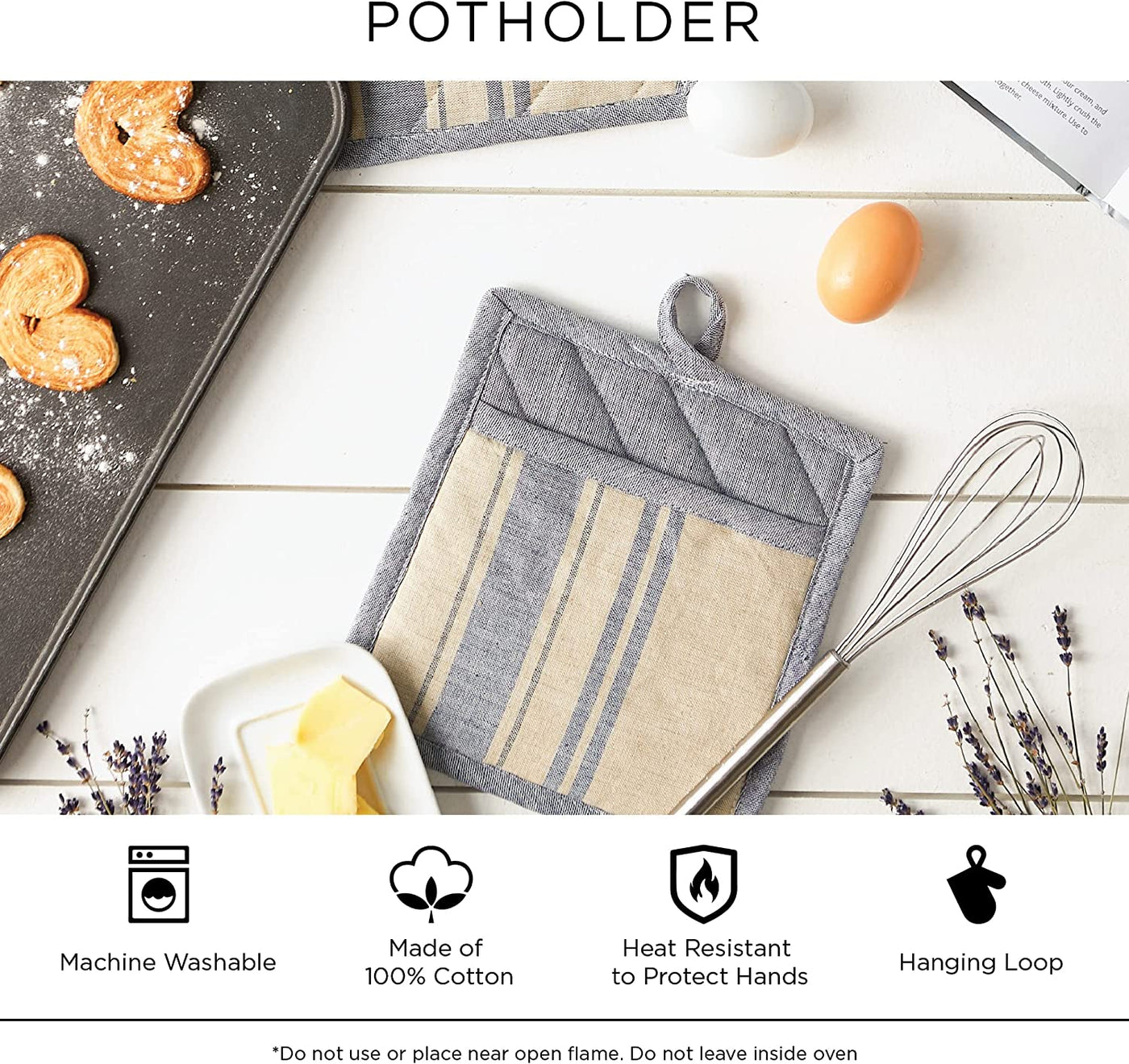 Personalized Heat Resistant Quilted Cotton Pot Holder Set - 3 Count, 7X9, Red - Customizable Kitchen Essential