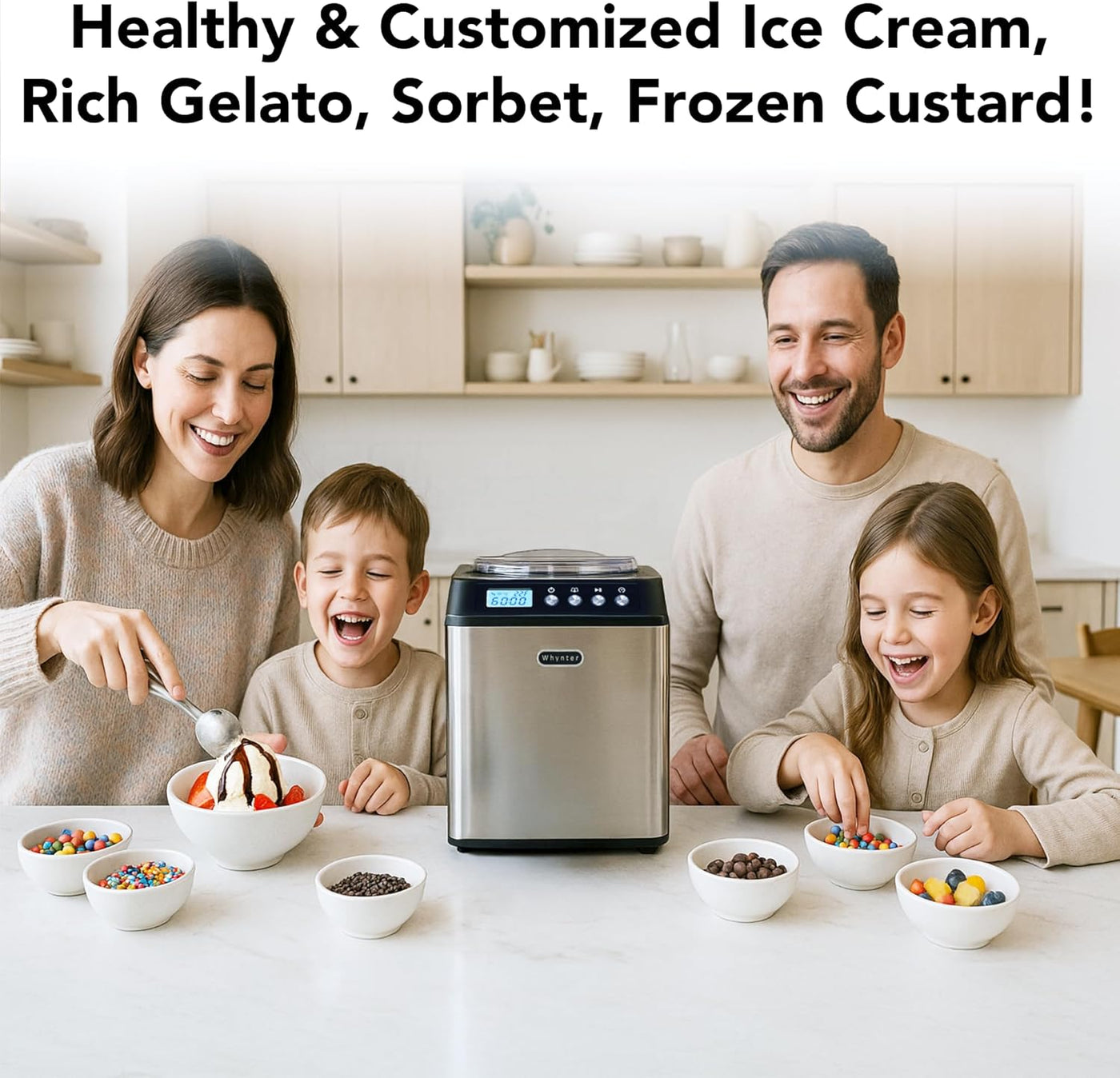 Automatic Ice Cream Maker - 2.1 Qt. Upright with Built-In Compressor, LCD Display & Timer - No Pre-Freezing - Stainless Steel ICM-201SB