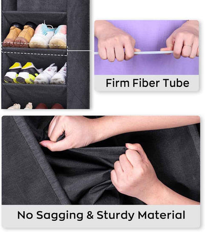 Over the Door Shoe Organizer with Large Deep Pockets – Narrow Hanging Rack for Boots Storage in Black - GG store