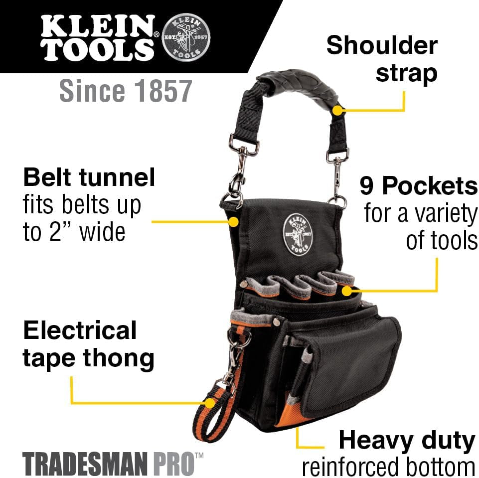 5242 Tool Pouch, Tradesman Pro Tool Pouch with Electrical Tape Thong, Reinforced Bottom, 9 Pockets - GG store