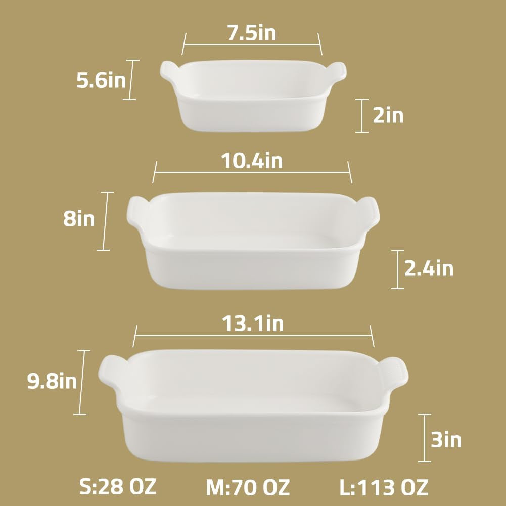 Versatile Ceramic Baking Pans Set - 9x13 Rectangular Casserole Dishes with Handles, Durable Lasagna Pans for Kitchen, Banquet, and Wedding Gifts (Jade)